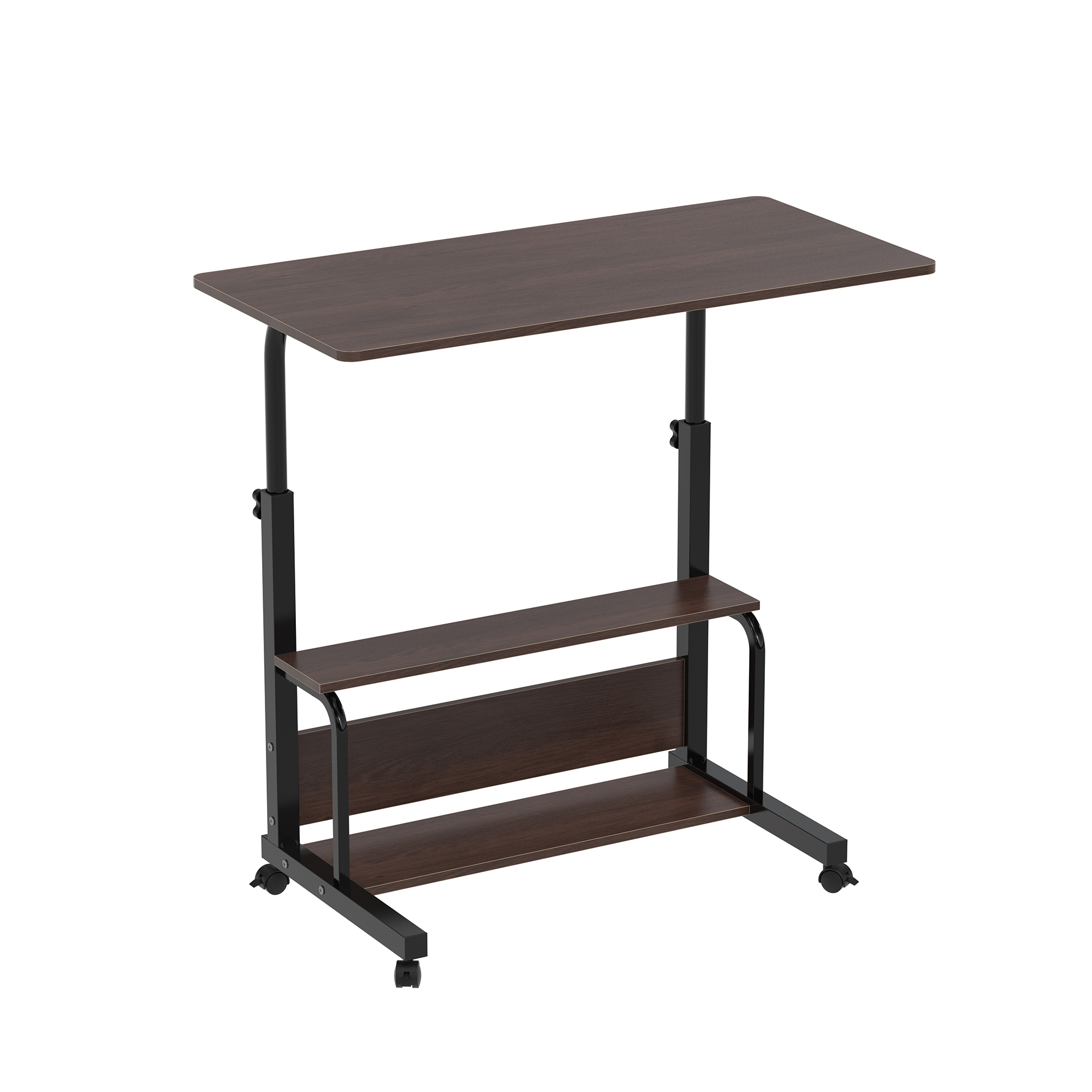 Adjustable Laptop Table with Wheels and shelves