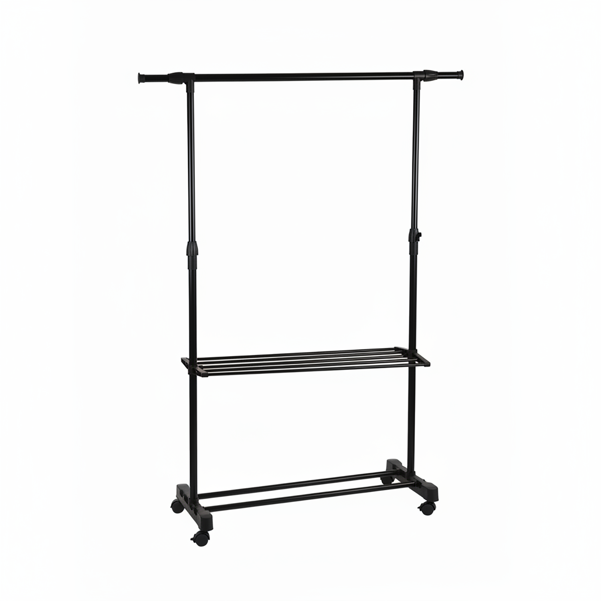 Adjustable Extendable Single Rail Garment Rack with Wheels