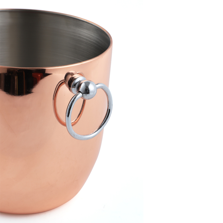 Copper Plated Insulated Metal Stainless Steel Wine Beer Ice Bucket with Lid