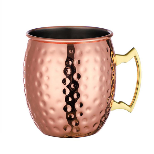 Custom 500ml Copper Moscow Mule Hammered Mugs Stainless Steel Cocktail Wine Cups Drinking Beer Mug