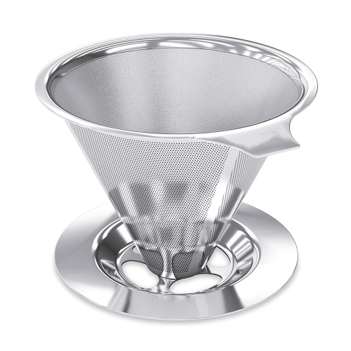 Reusable Paperless Pour Over Drip Stainless Steel Metal Cone Coffee Filter