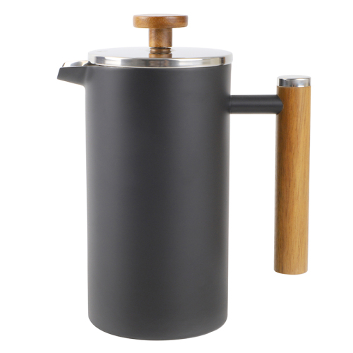 800ml 1000ml Double Wall 304 Stainless Steel French Press Coffee Maker with Wood Handle