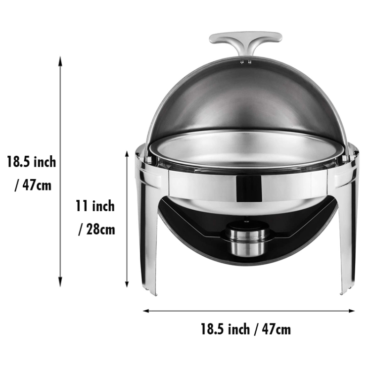 High Quality Round Roll Top Stainless Steel Buffet Food Warmer Chafing Dishes Set for Hotel Restaurant