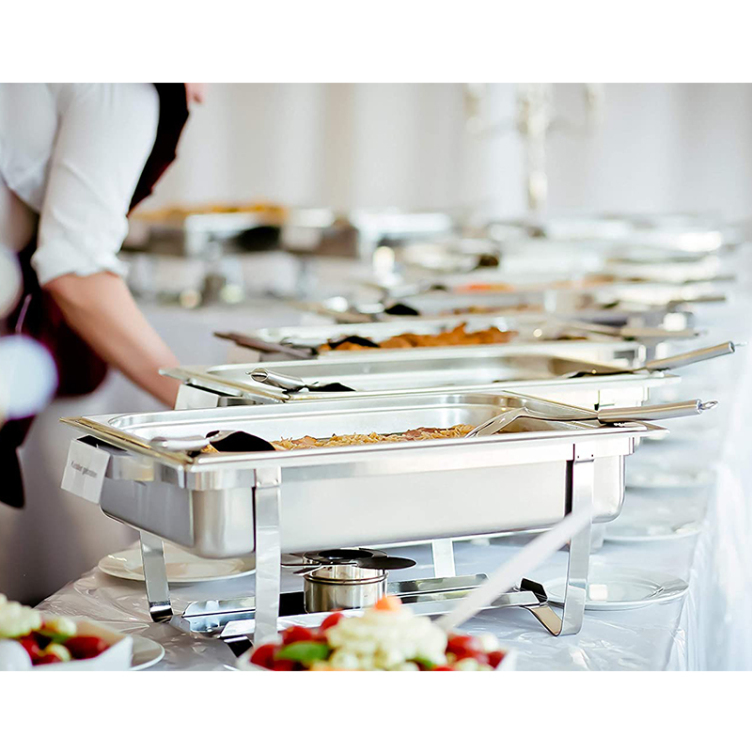 Movable Base Stainless Steel Chafing Dish Set Buffet Food Warmer