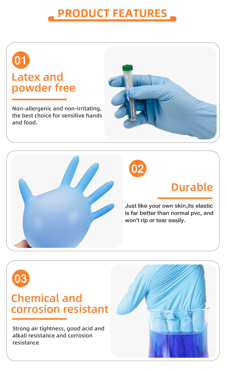 9″-disposable nitrile examination gloves,Medical gloves