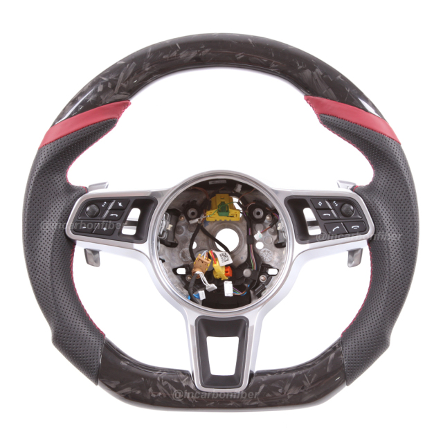 Carbon Fiber Steering Wheel for Porsche 911, Cayenne, Macan, Panamera, Taycan, Boxster, Cayman, Spyder, GTS