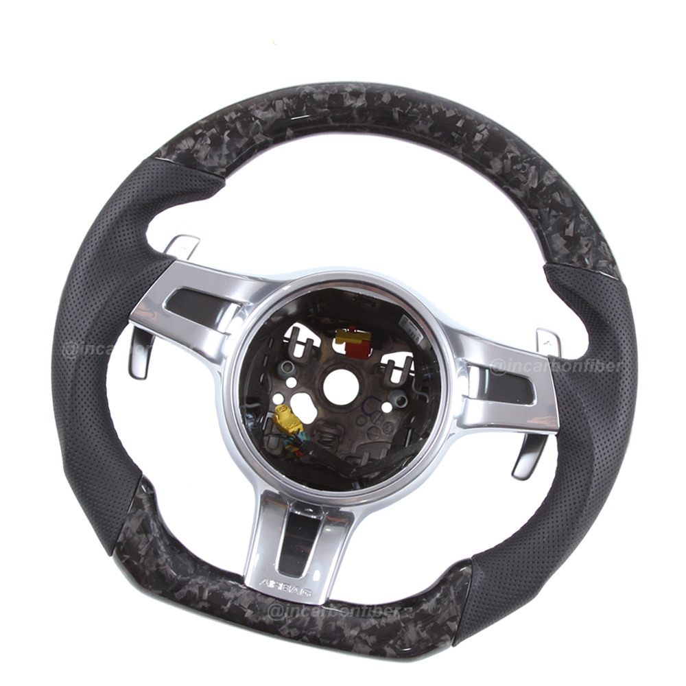 Carbon Fiber Steering Wheel for Porsche 911, Cayenne, Macan, Panamera, Taycan, Boxster, Cayman, Spyder, GTS