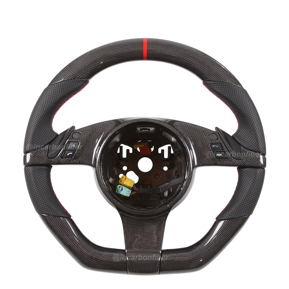 Carbon Fiber Steering Wheel for Porsche 911, Cayenne, Macan, Panamera, Taycan, Boxster, Cayman, Spyder, GTS