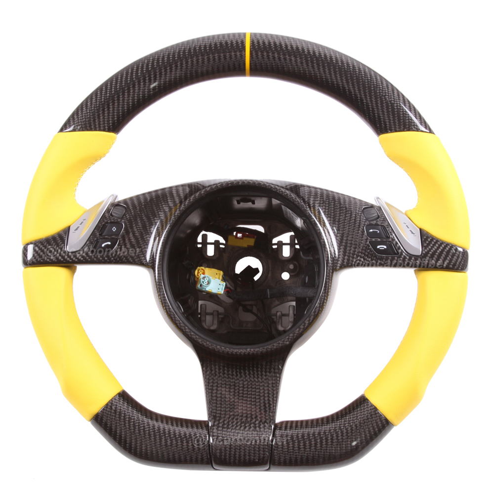 Carbon Fiber Steering Wheel for Porsche 911, Cayenne, Macan, Panamera, Taycan, Boxster, Cayman, Spyder, GTS