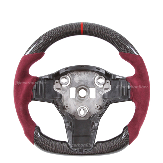 Carbon Fiber Steering Wheel for Tesla Model Y, Model 3