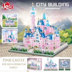 Pink Castle building kit Garden Air Balloon Toys Gifts for Kid and Adult 3600pcs/6718pcs/5297pcs/6688pcs