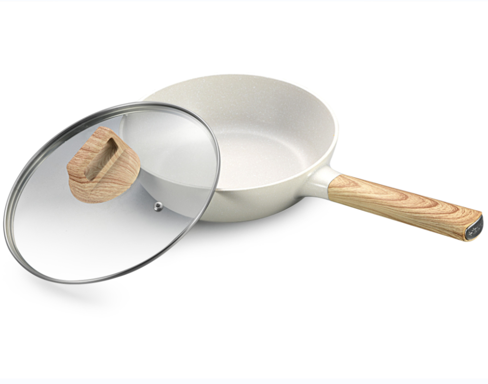 aluminum die-casting frying pans non-stick with glass lids