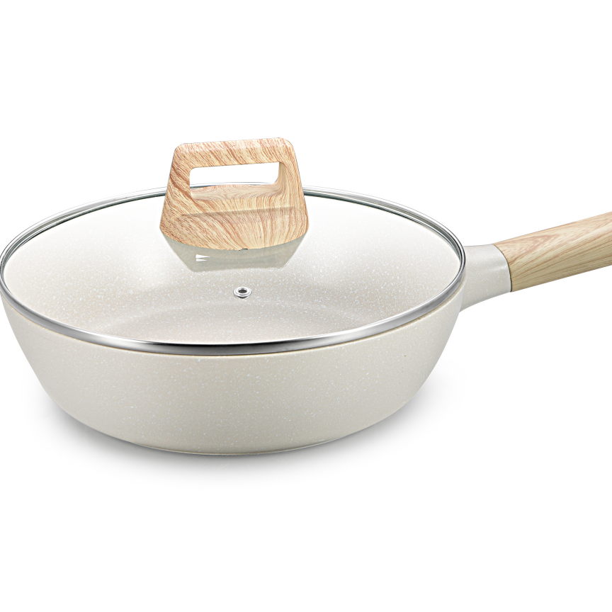 aluminum die-casting frying pans non-stick with glass lids