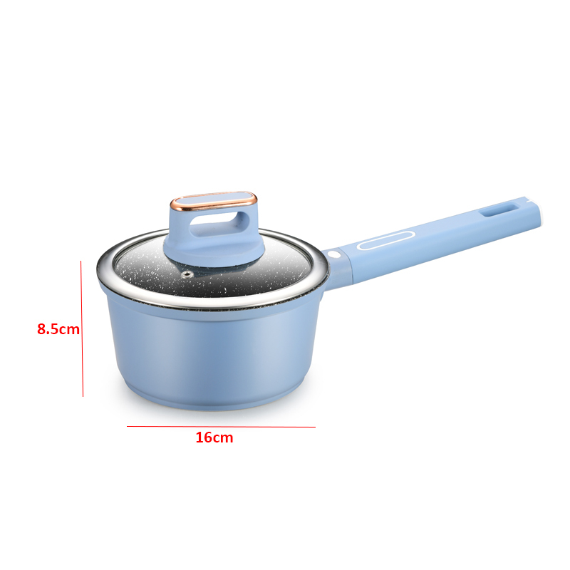 16cm Milk Pot Kitchen Die Cast Aluminum Sauce Pot Marble Coating Induction Bottom Sauce Pan