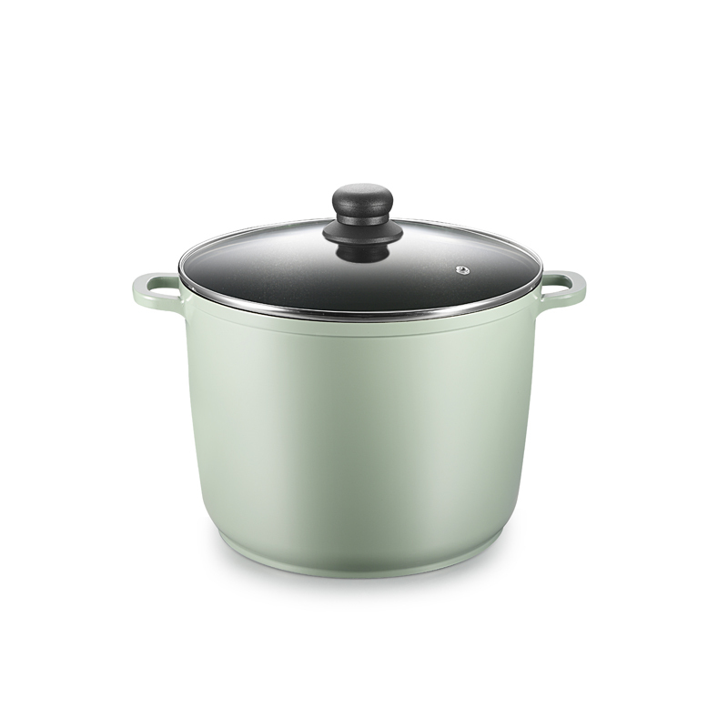New Design Home Cookware Gradient Non Stick Coating Aluminum Casserole Stock Pots With Glass Lid