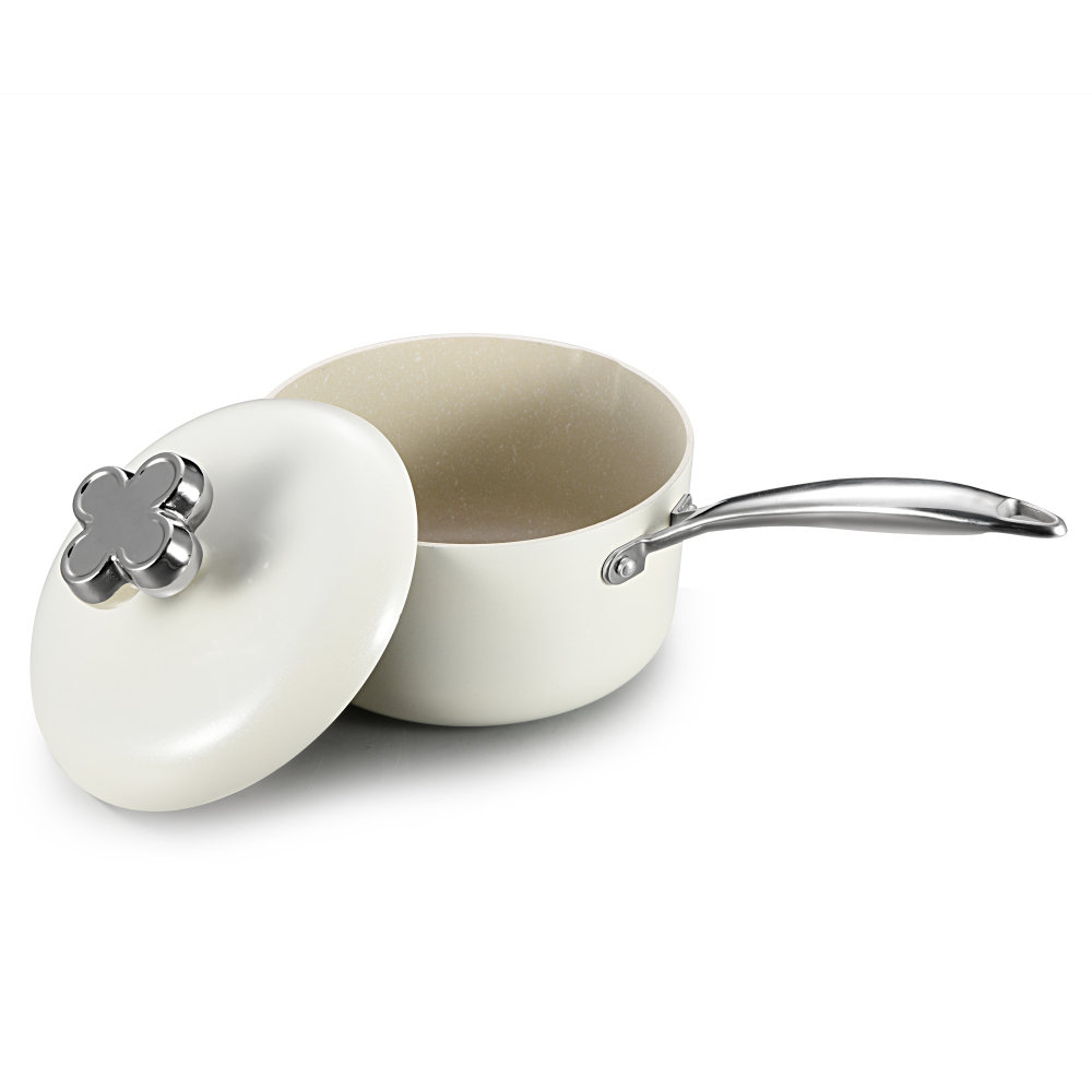 Soup Pot Cooking Pot Cookware Saucepan Stainless Steel Handles with Resistant Ceramic Lid Cover