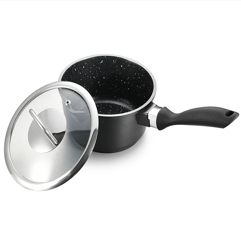 1.4L aluminum cooking pots non stick saucepan with glass lid and stainless steel knob