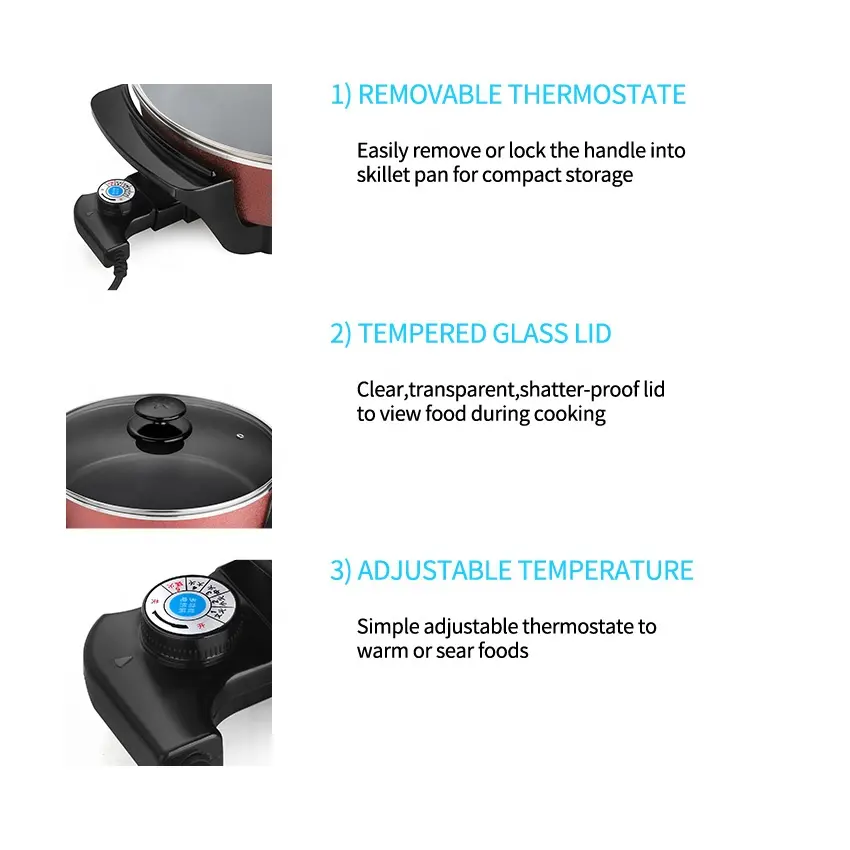 Aluminum Pizza Pan Non Stick Custom Logo Auto Temperature Control Electric Pan