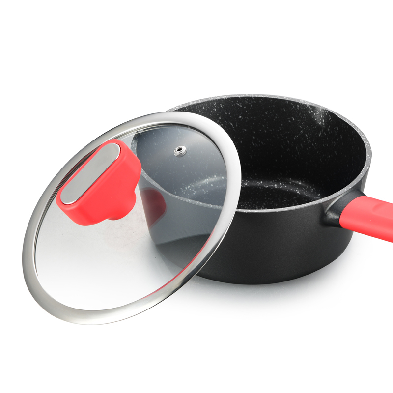 Soup Pot Glass Lid Cooking Pot Non Stick Coating Milk Pan With Induction Bottom