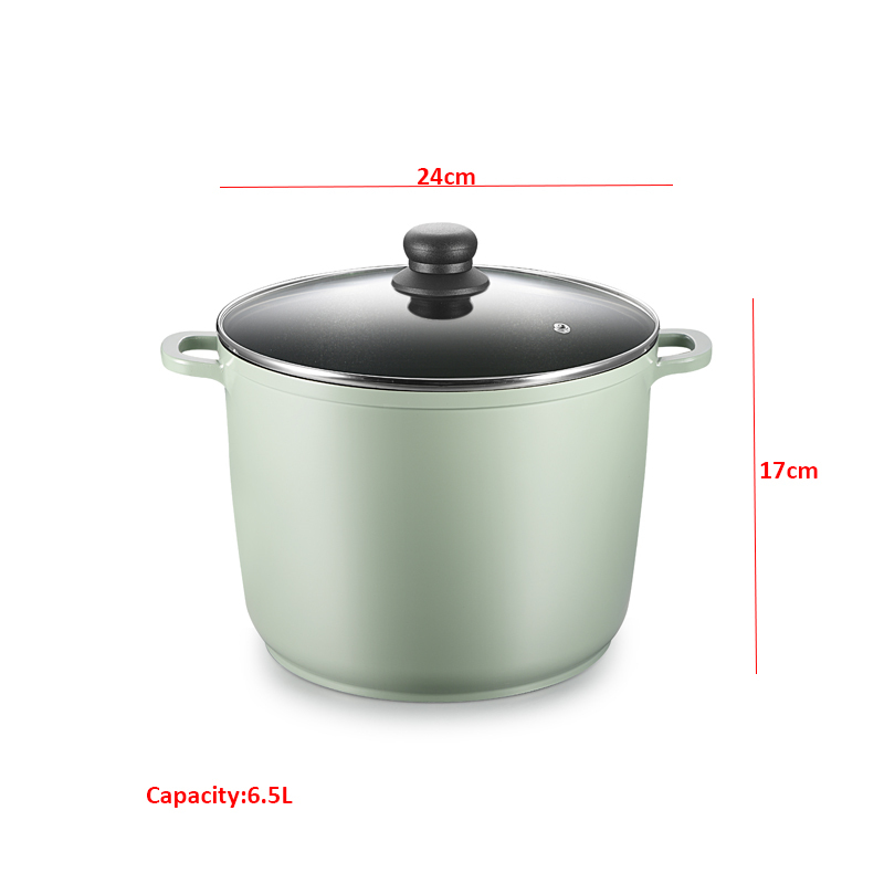 New Design Home Cookware Gradient Non Stick Coating Aluminum Casserole Stock Pots With Glass Lid