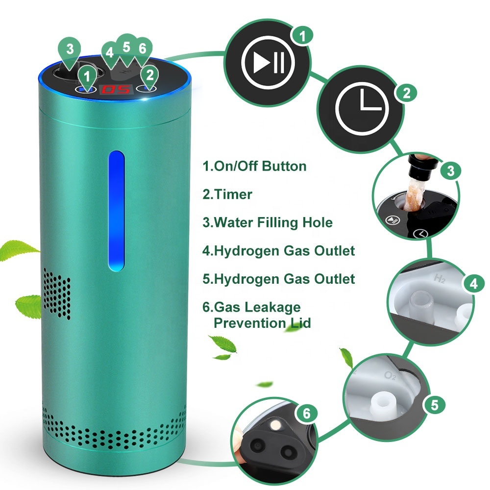 Portable  Hydrogen Inhaler bottle Mini Hydrogen &Oxygen Gas Generator 120ml/Min Hydrogen + 60ml/Min Oxygen