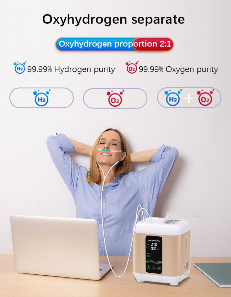 Hydrogen Inhalation Machine 99.99% portable Purity Dual Outlet H2 Generator Hydrogen Production 200ml/min,400ml/min,600ml/min