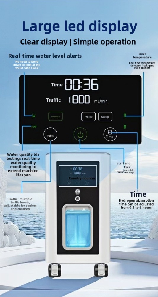 17 Fold Configuration Completely Upgraded Hydrogen Inhalation Machine, 99.99% High Purity H2 Water Generator  3000ml/min
