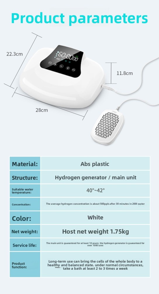 Hydrogen Generator PEM Pure Water Hydrogen Infuser Portable H2 Bath Machine