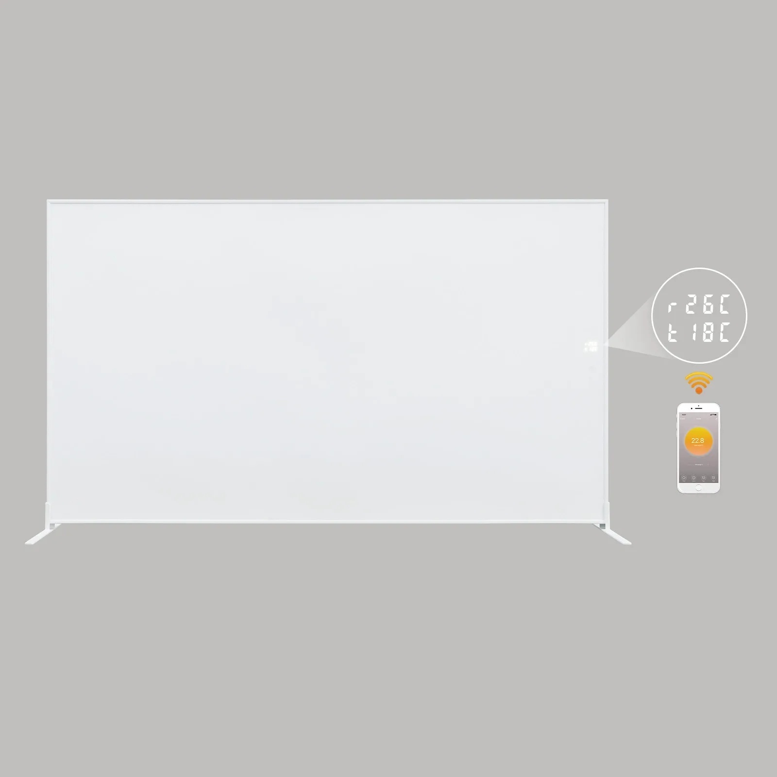 OEM UV Printable Carbon Crystal Infrared Panel Heater with WiFi Smart Control, IP54 Waterproof & Child Lock, Dual Voltage (110-240V) Ceiling/Freestanding Heater