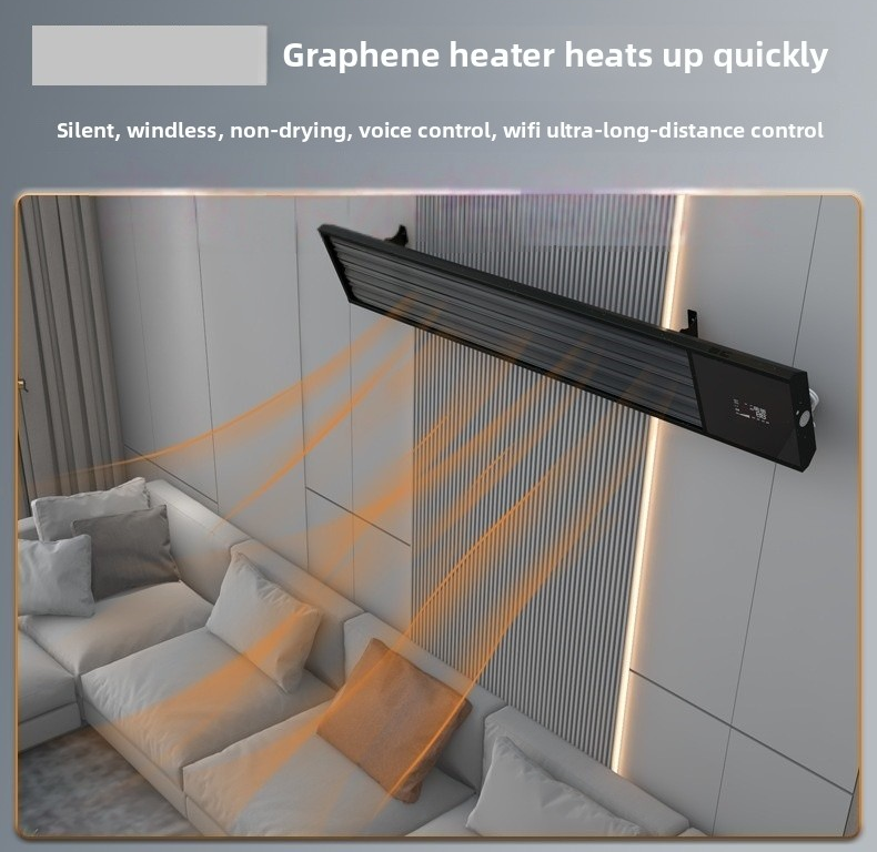 Graphene Wall Heater - Aluminum Frame Glass Panel Far Infrared Room Heater with WiFi Voice APP Control, 3s Quick Heat Silent No-Fan Space Heater 1800W-4000W