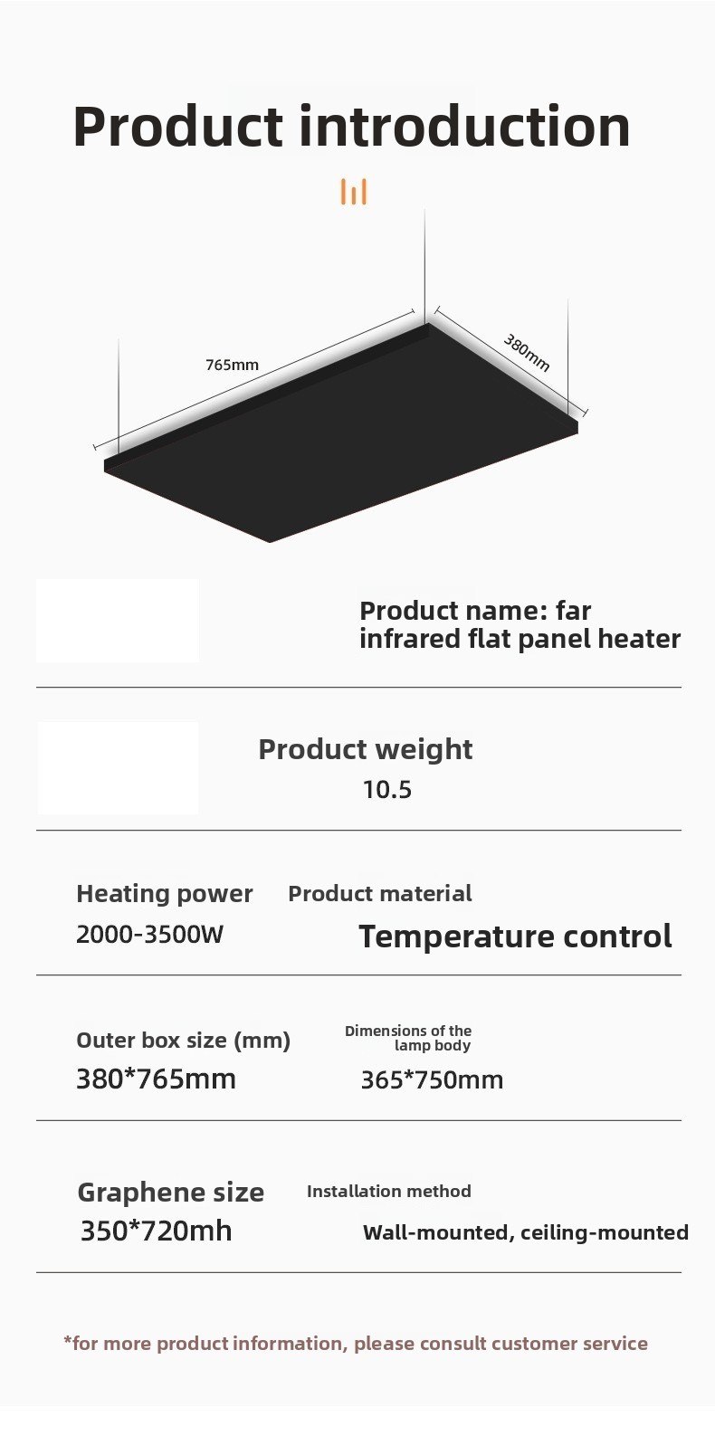 OEM Infrared Panel Heater Carbon Crystal WiFi Smart Control IP54 Waterproof UV Print Ceiling Freestanding Heater 110V-240V