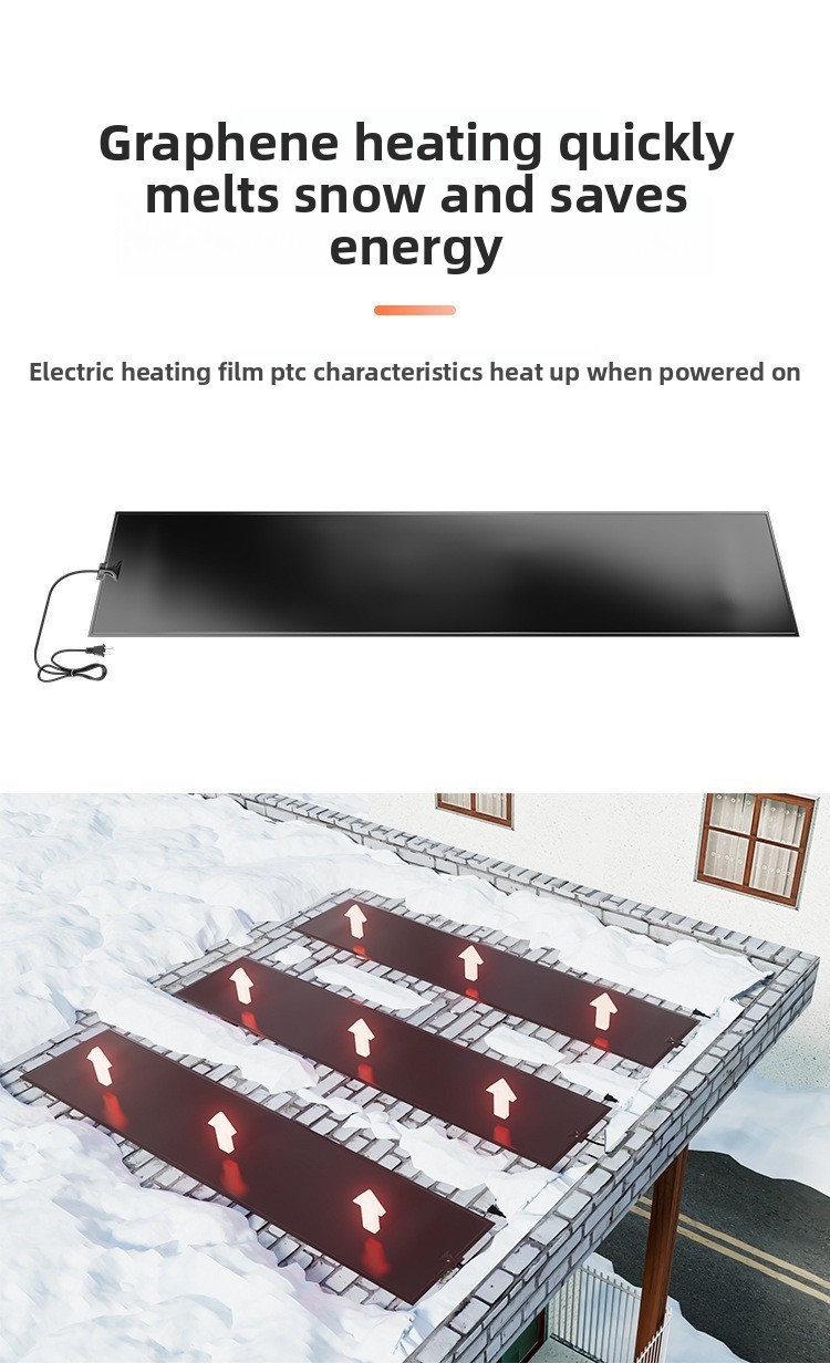 Graphene Heated Snow Melting Mat — Flexible Outdoor De-Icing Pad for Roof, Factory Walkway, Stairs & Steps; Non-Slip Anti-Ice Heating Blanket