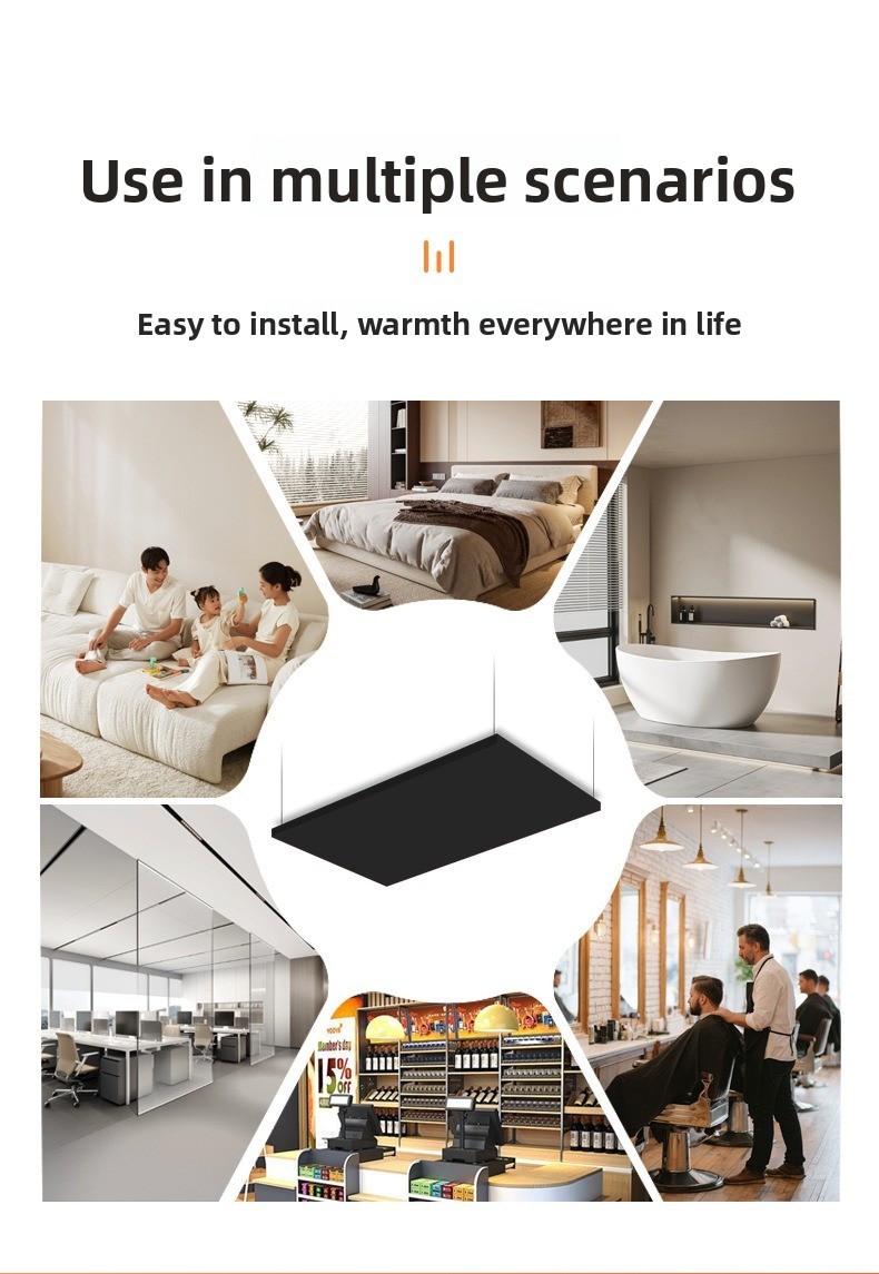 OEM Infrared Panel Heater Carbon Crystal WiFi Smart Control IP54 Waterproof UV Print Ceiling Freestanding Heater 110V-240V