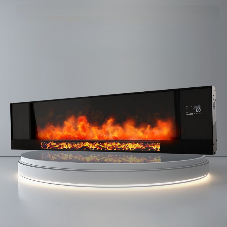 Graphene Wall Heater with 7-Color Flame Effect & Humidifier – 4000W Far Infrared Electric Fireplace Style Heater, WiFi/APP/Voice Control, IP24 Wall Mounted for Living Room 220V