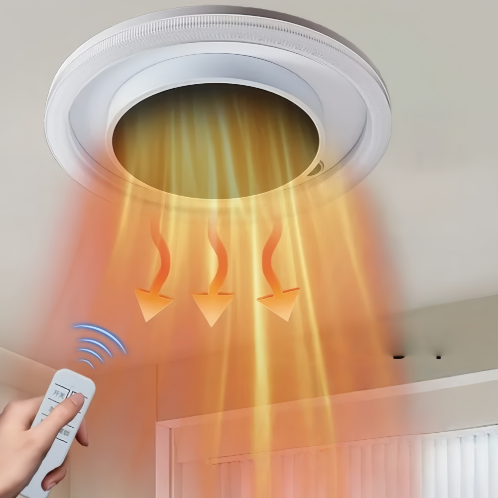 Far Infrared Ceiling Heater Lamp – 1500W Round Radiant Energy Light with WiFi Thermostat & Remote, Silent No-Glow Overhead Heater for Home TCM Room Office 220V
