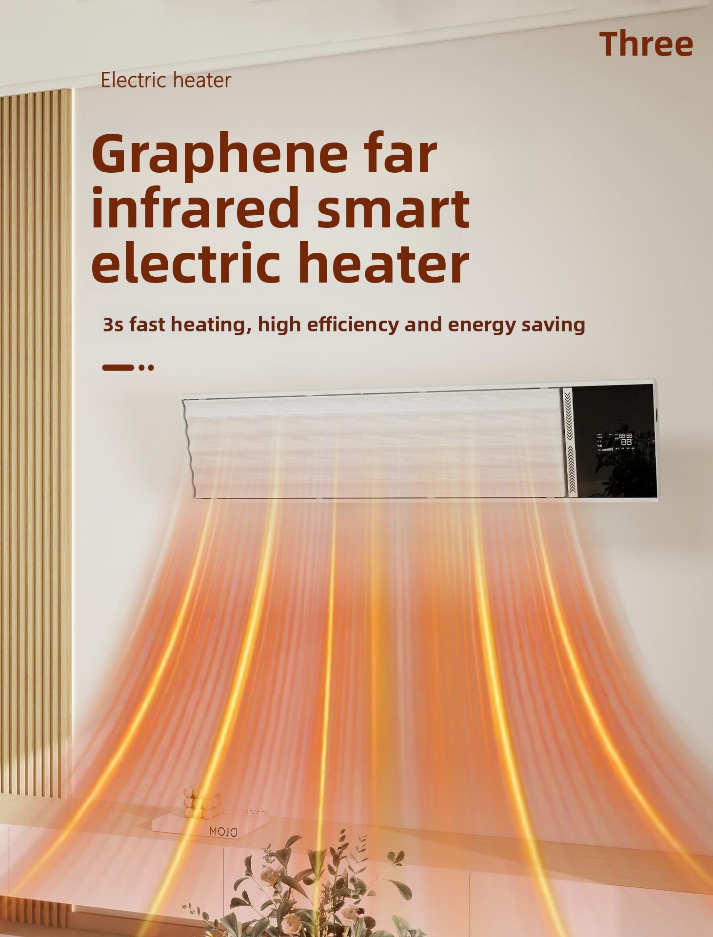 Graphene Wall Heater with Flame Effect & Humidifier – 1800W/2400W Far Infrared Electric Fireplace Style Heater, WiFi/APP/Voice Control, IP24 Wall Mounted for Living Room