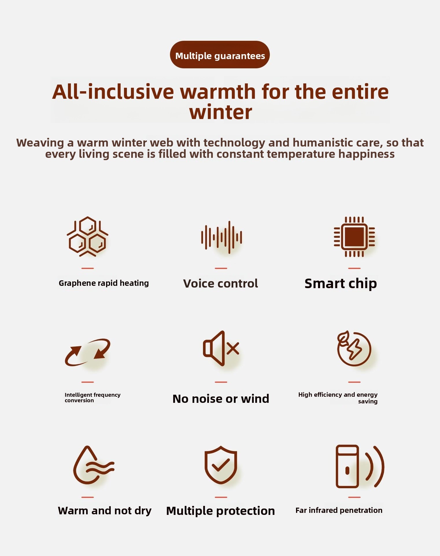 Graphene Wall Heater with Flame Effect & Humidifier – 1800W/2400W Far Infrared Electric Fireplace Style Heater, WiFi/APP/Voice Control, IP24 Wall Mounted for Living Room