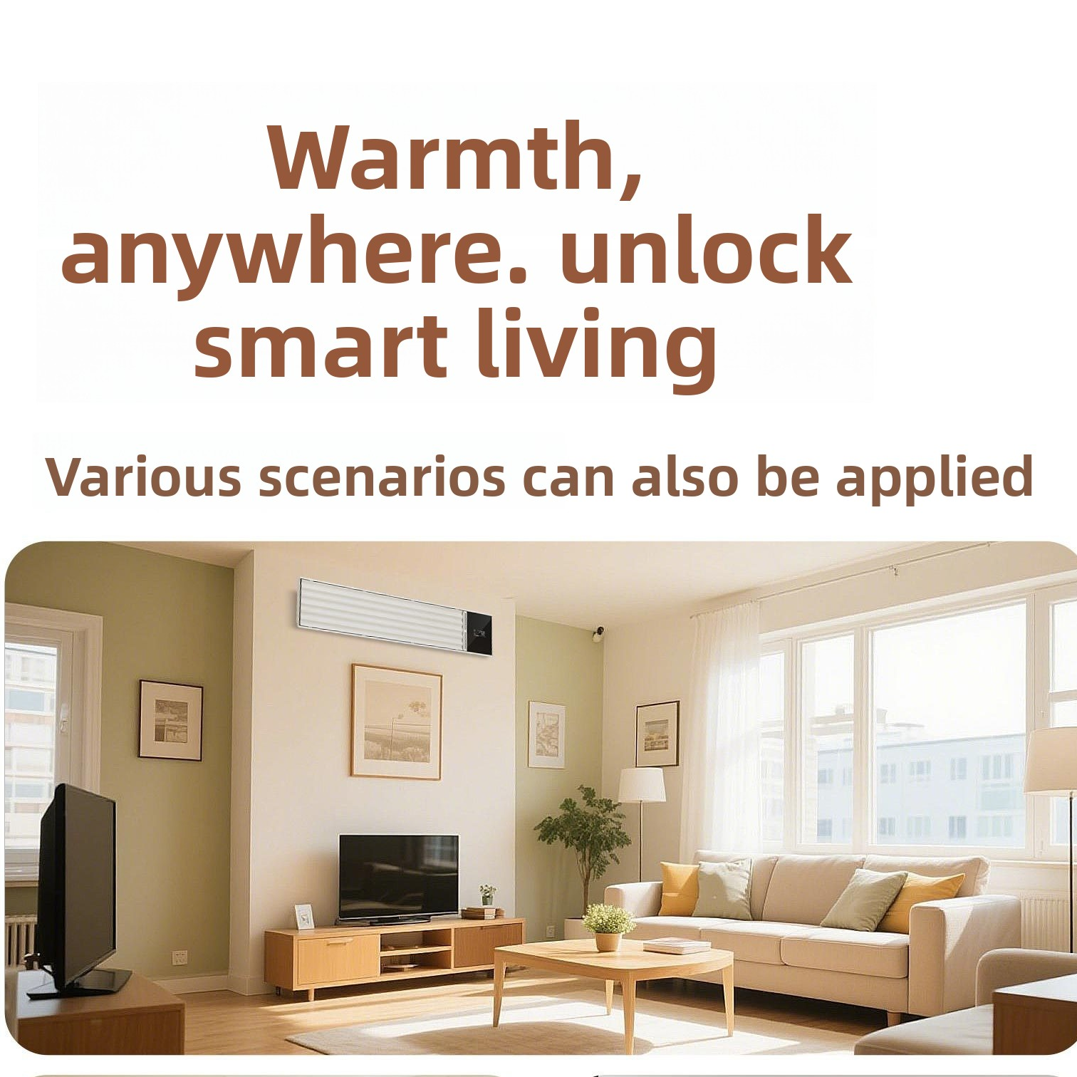 Graphene Wall Heater with Flame Effect & Humidifier – 1800W/2400W Far Infrared Electric Fireplace Style Heater, WiFi/APP/Voice Control, IP24 Wall Mounted for Living Room