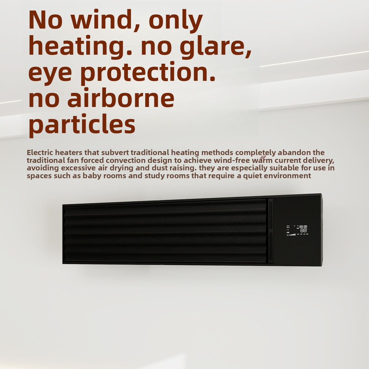 Graphene Wall Heater with Flame Effect & Humidifier – 1800W/2400W Far Infrared Electric Fireplace Style Heater, WiFi/APP/Voice Control, IP24 Wall Mounted for Living Room