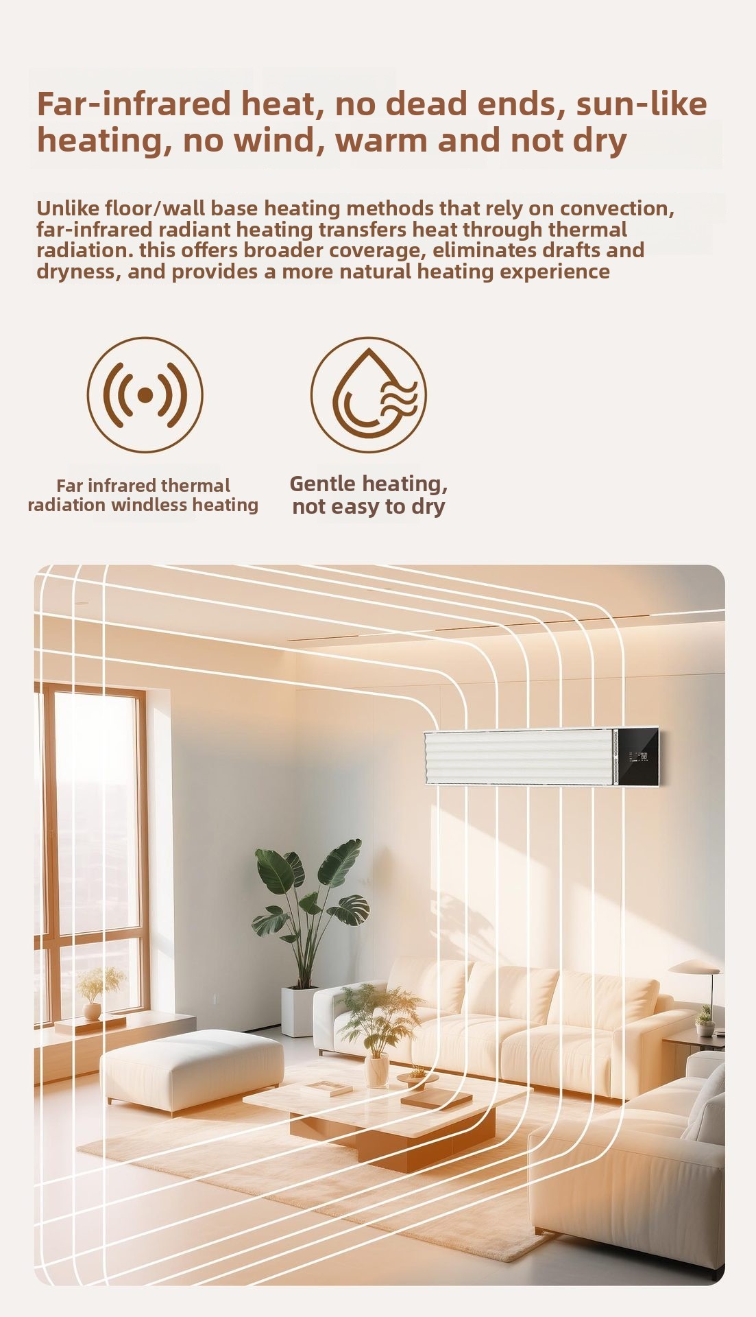 Graphene Wall Heater with Flame Effect & Humidifier – 1800W/2400W Far Infrared Electric Fireplace Style Heater, WiFi/APP/Voice Control, IP24 Wall Mounted for Living Room