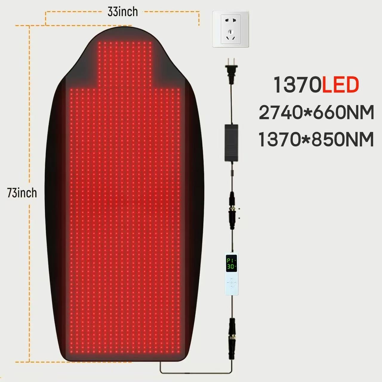 1370 LEDs Red Light Therapy Mat 3 in 1 Infrared Heat Therapy Pad with EU/US Plug, Skin-friendly Far Infrared Sauna Blanket for Home Wellness