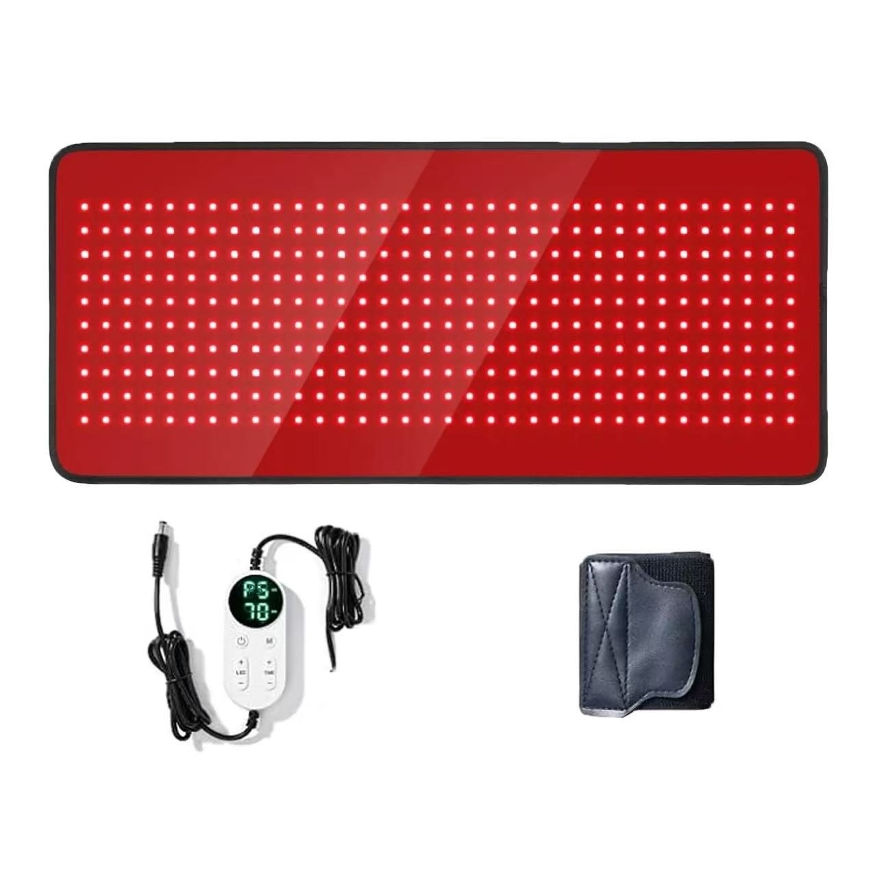 360 Dual Wavelength LED Red Light Therapy Pad 48W High Power Near Infrared Heating Mat Adjustable Timer 100*55cm Large Size for Muscle Recovery Body Detox