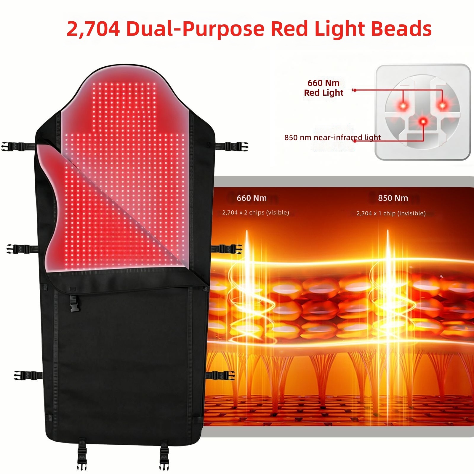 3 in 1 Red Light Therapy Mat with 2704 High Density LEDs, Portable Infrared Heating Pad for Home Use Pain Relief, Customized Logo Near Infrared Therapy Blanket