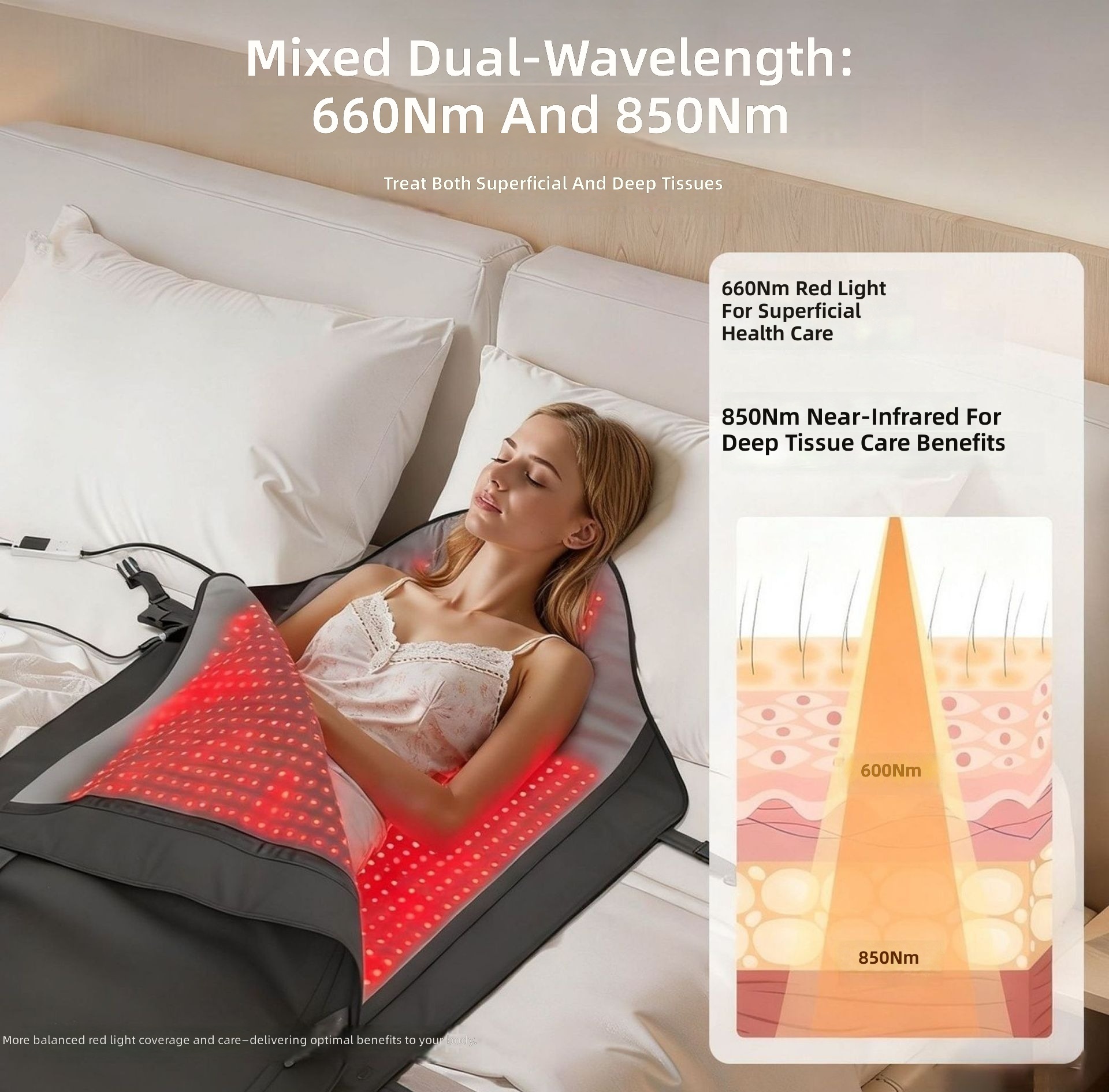 3 in 1 Red Light Therapy Mat with 2704 High Density LEDs, Portable Infrared Heating Pad for Home Use Pain Relief, Customized Logo Near Infrared Therapy Blanket