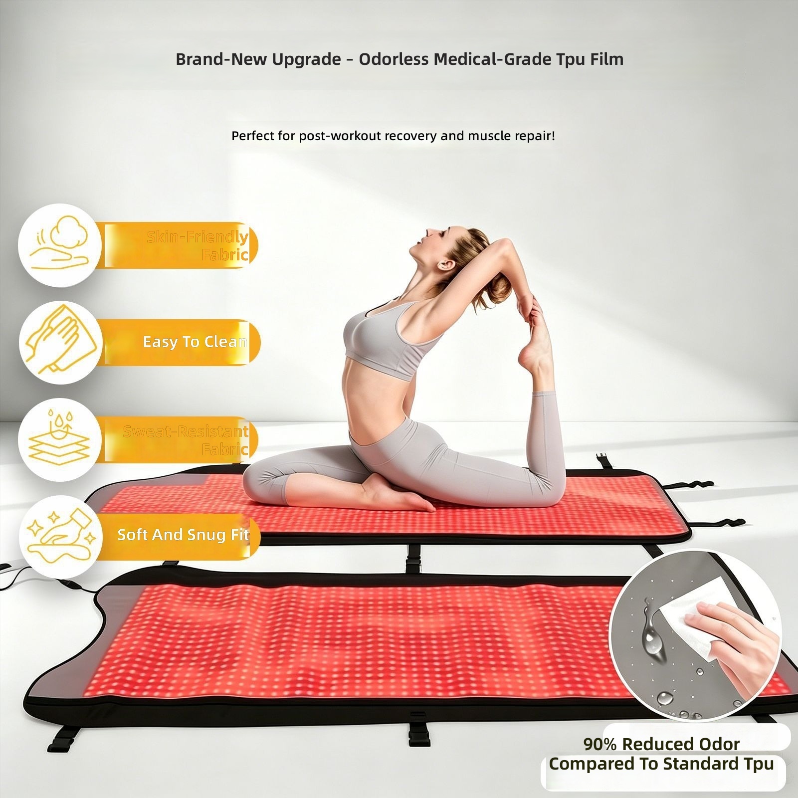 3 in 1 Red Light Therapy Mat with 2704 High Density LEDs, Portable Infrared Heating Pad for Home Use Pain Relief, Customized Logo Near Infrared Therapy Blanket
