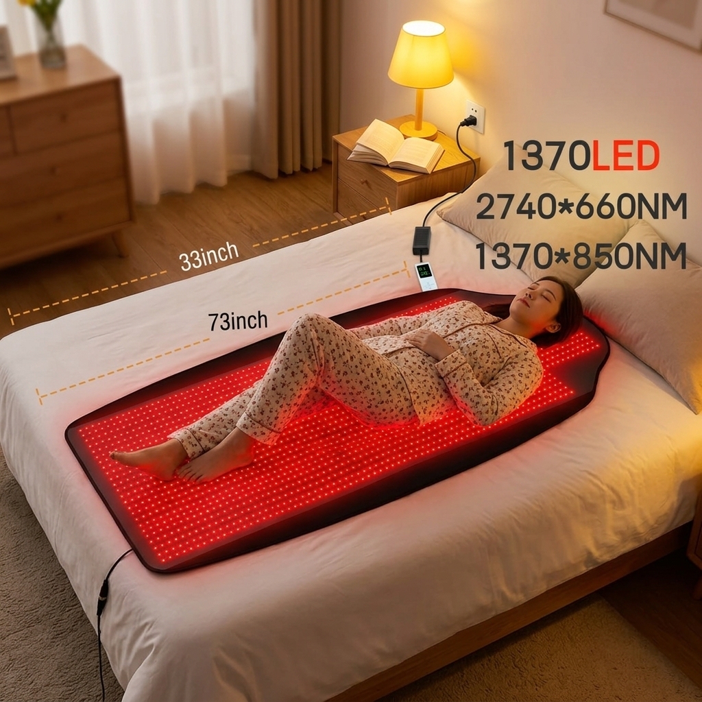 3 in 1 Red Light Therapy Mat with 2704 High Density LEDs, Portable Infrared Heating Pad for Home Use Pain Relief, Customized Logo Near Infrared Therapy Blanket