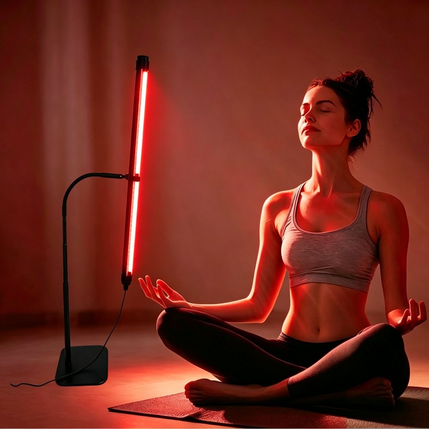 High-Efficiency 60LM/W Red Light Therapy Device 18W, Portable Infrared Heating Lamp with Adjustable Brightness for Home Spa