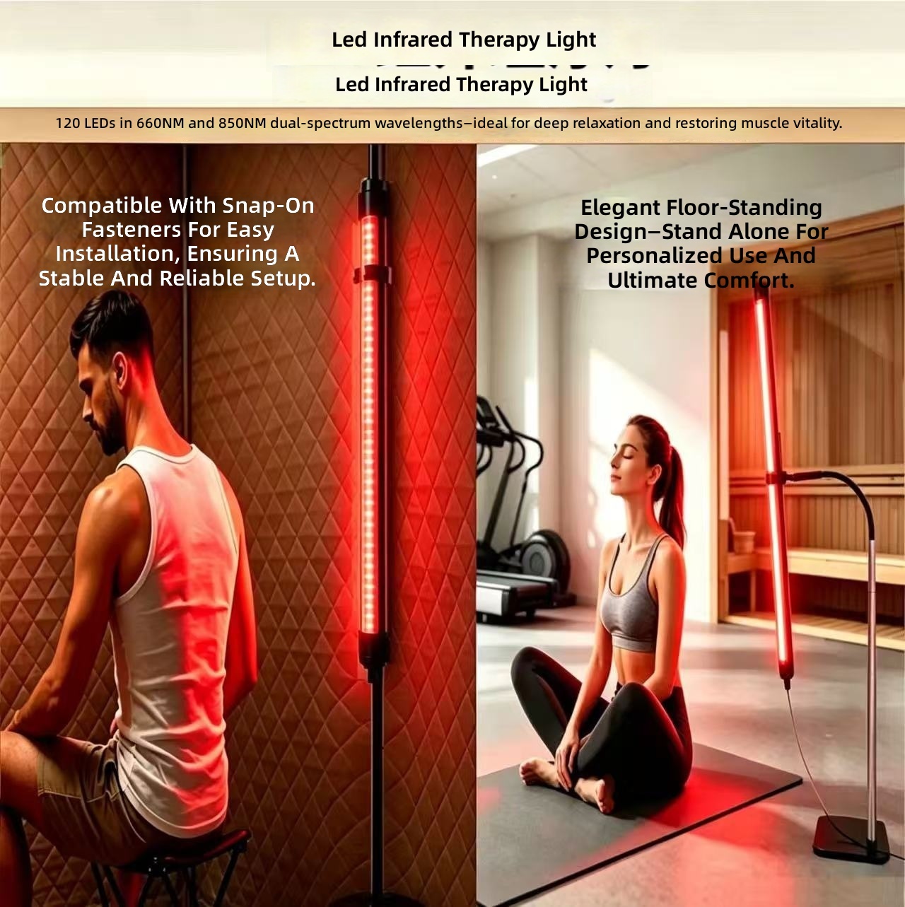 High-Efficiency 60LM/W Red Light Therapy Device 18W, Portable Infrared Heating Lamp with Adjustable Brightness for Home Spa