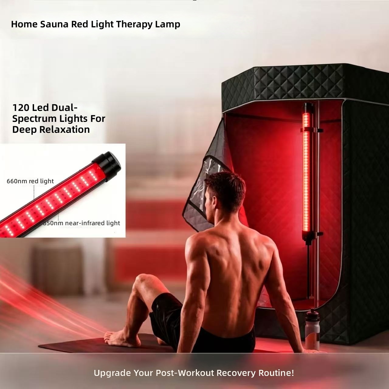 High-Efficiency 60LM/W Red Light Therapy Device 18W, Portable Infrared Heating Lamp with Adjustable Brightness for Home Spa