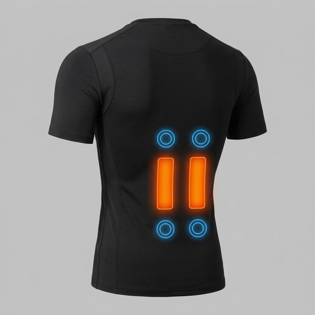 EMS Hot Compress Massage T-Shirt for Men, 8 Modes 19 Levels, Waist Back Pulse Heating Fitness Shirt